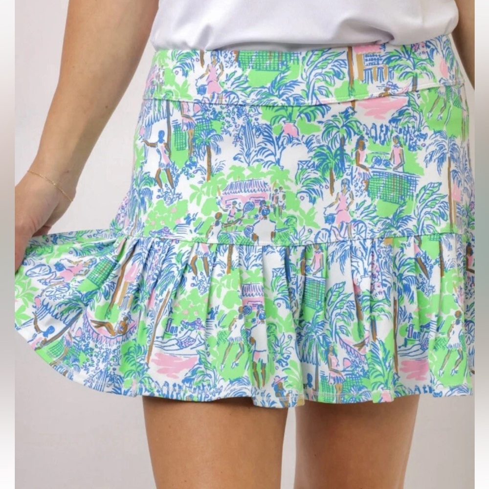 Lilly Pulitzer Sz S Luxletic Taye Skort Orb Green Serving it Up UPF 50+